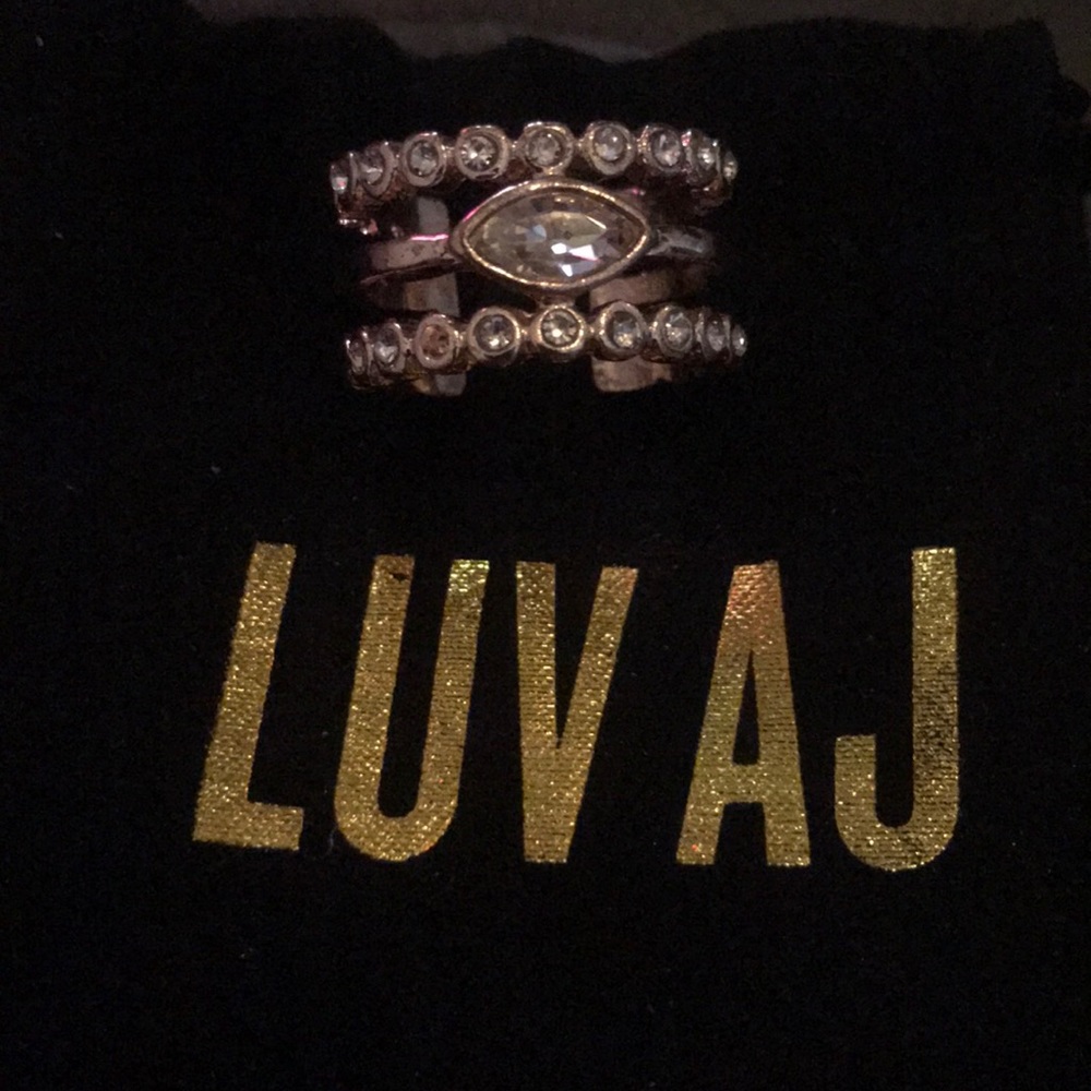 Luv AJ Marquise Crystal Disc Ring